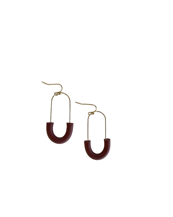 Oval Clay Earrings - Wine