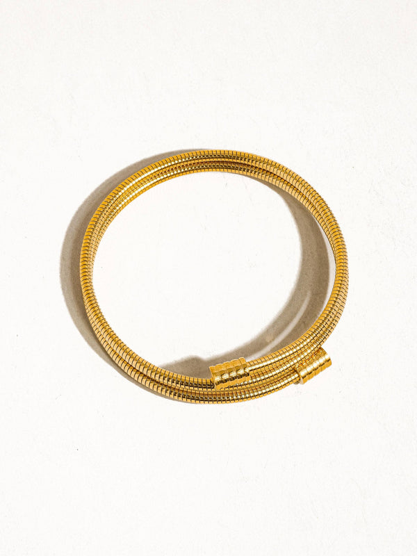 Arnell Non-Tarnish Round Snake Gold Chain Bracelet