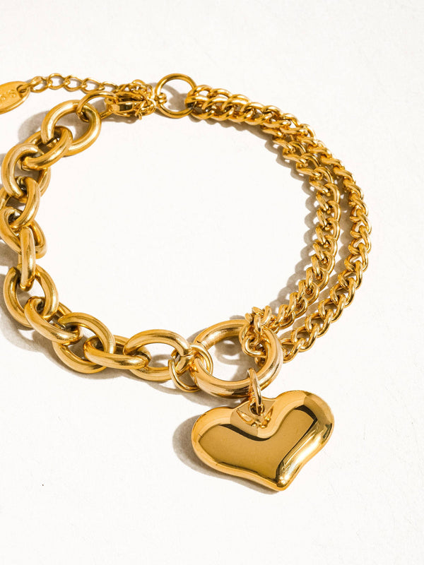 Allure 18K Gold Non-Tarnish Heart Chain Bracelet
