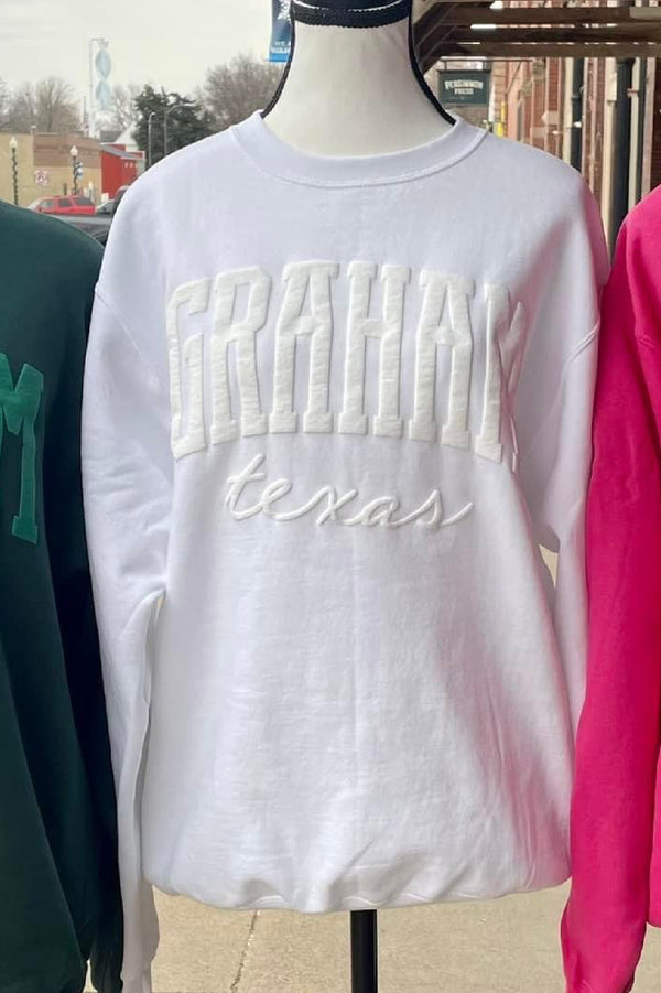 White Graham Puff Print Sweatshirt