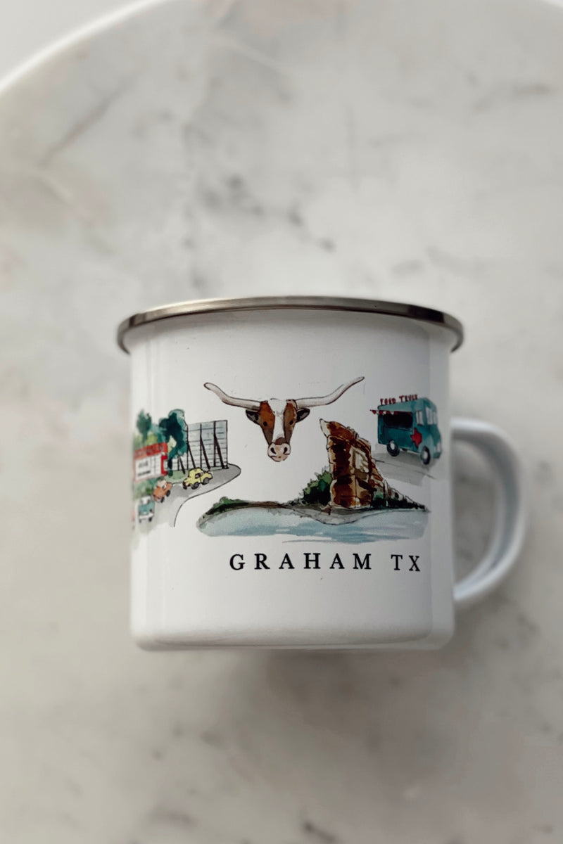 Graham, TX Enamel Mug