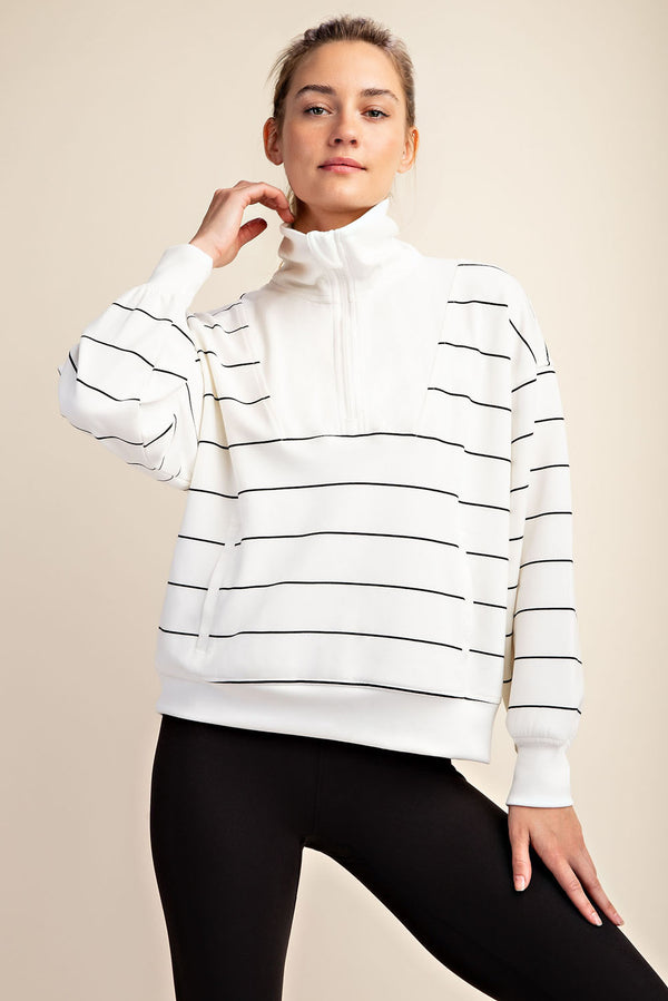 'Cloud Nine' Pullover - Cream/Black Striped