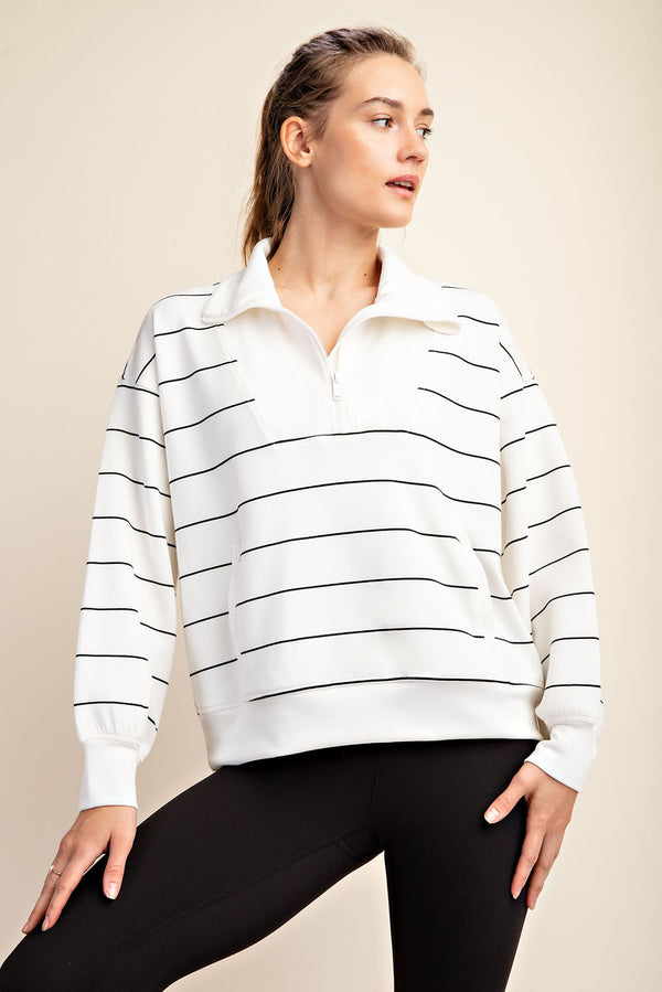 'Cloud Nine' Pullover - Cream/Black Striped