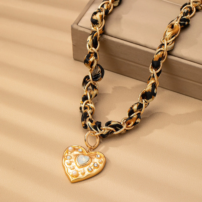 Leopard Cord Charm Necklace
