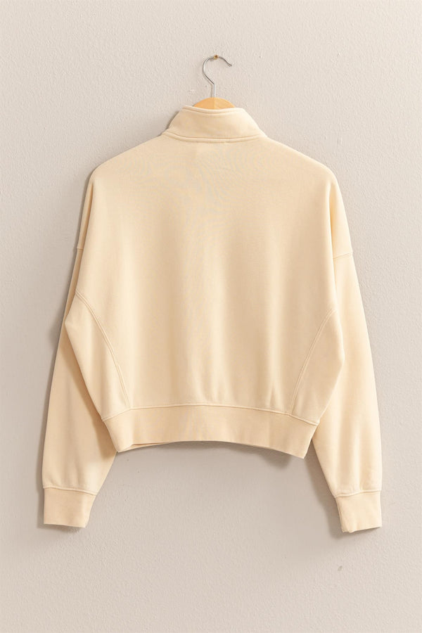 'Better Today' Half Zip Sweatshirt - Alpaca