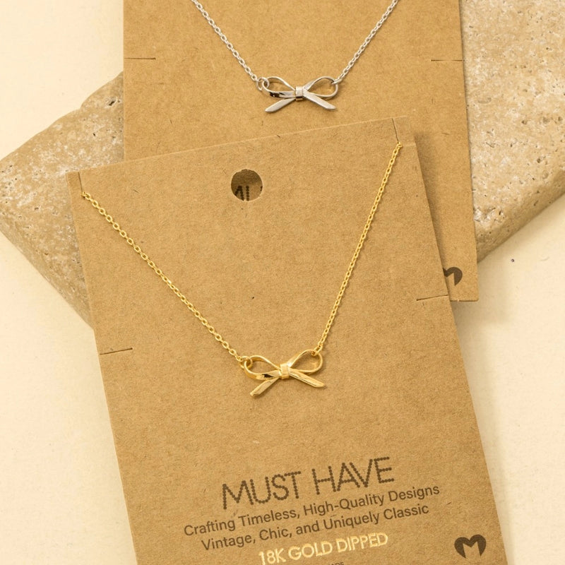 Bow Pendant Necklace - Gold