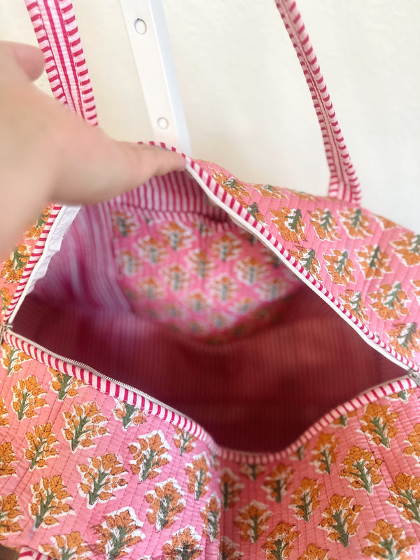 Evelyn Pink Printed Duffle Bag