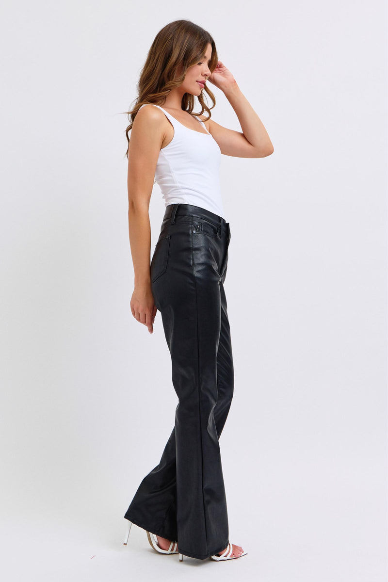 Judy Blue Tummy Control Faux Leather Bootcut Jean