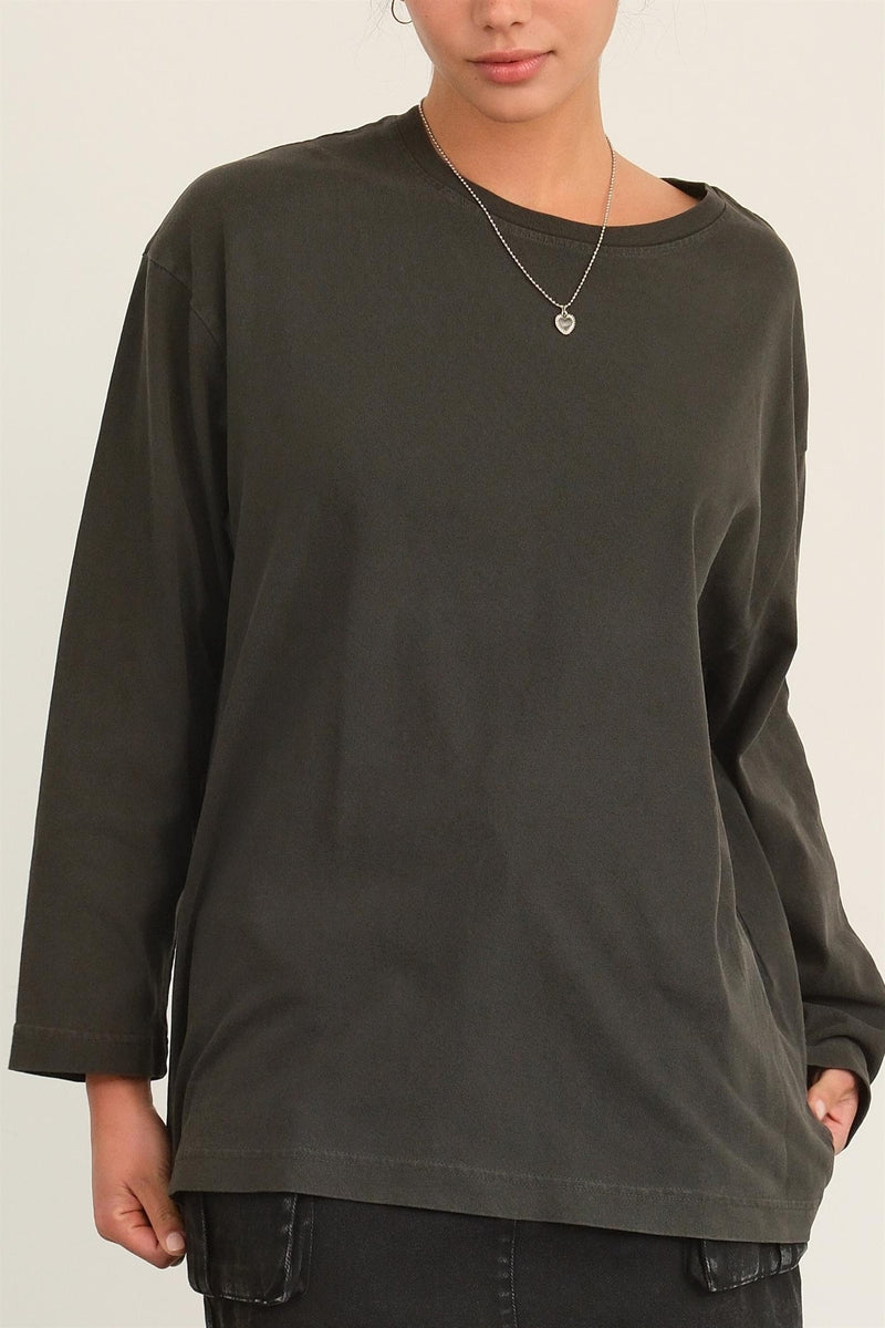 Oversized Long Sleeve Tee - Black