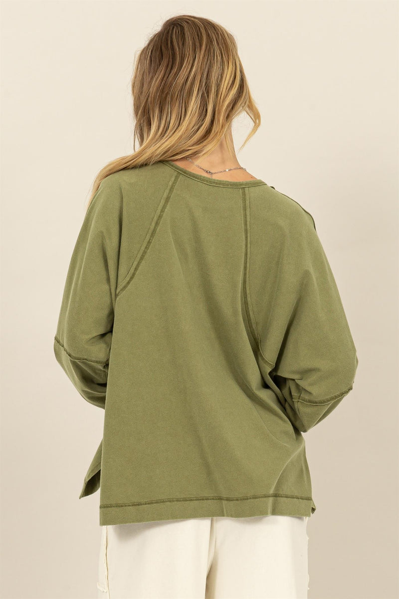 Side Slit Tee - Moss