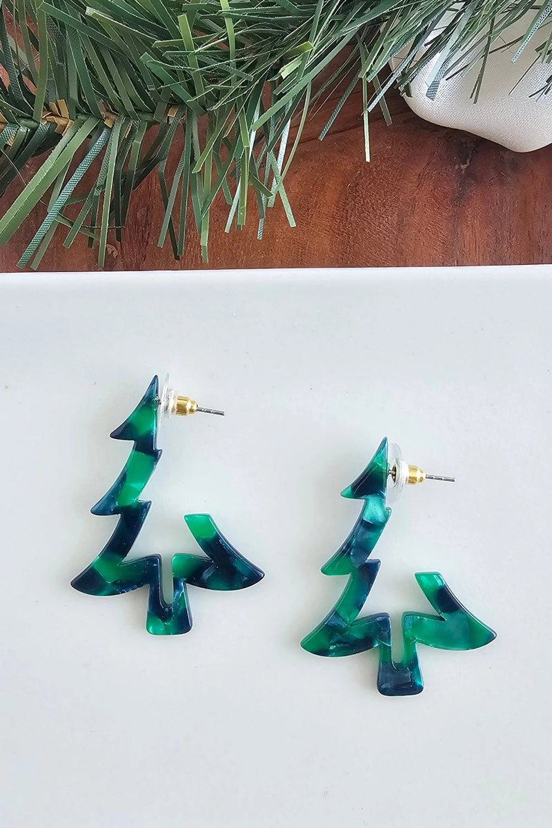 Christmas Tree Hoops - Dark Green