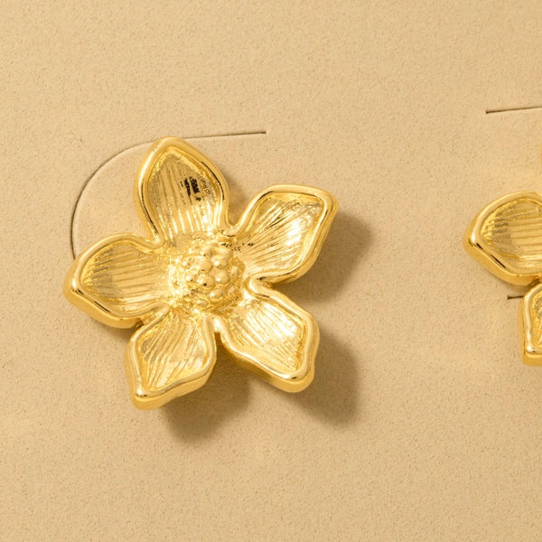 Metallic Flower Stud Earrings