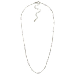 Pearl Cluster Necklace - Silver