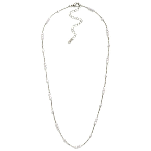Pearl Cluster Necklace - Silver