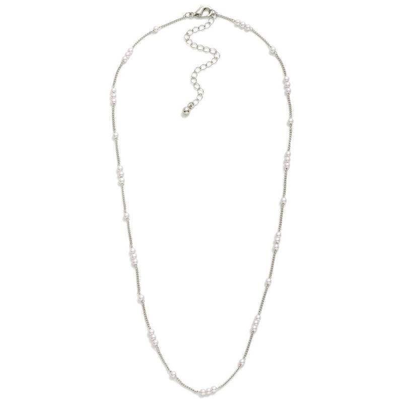 Pearl Cluster Necklace - Silver