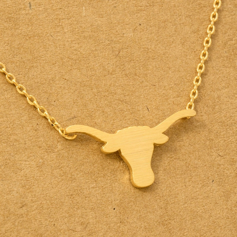Steer Pendant Necklace - Gold
