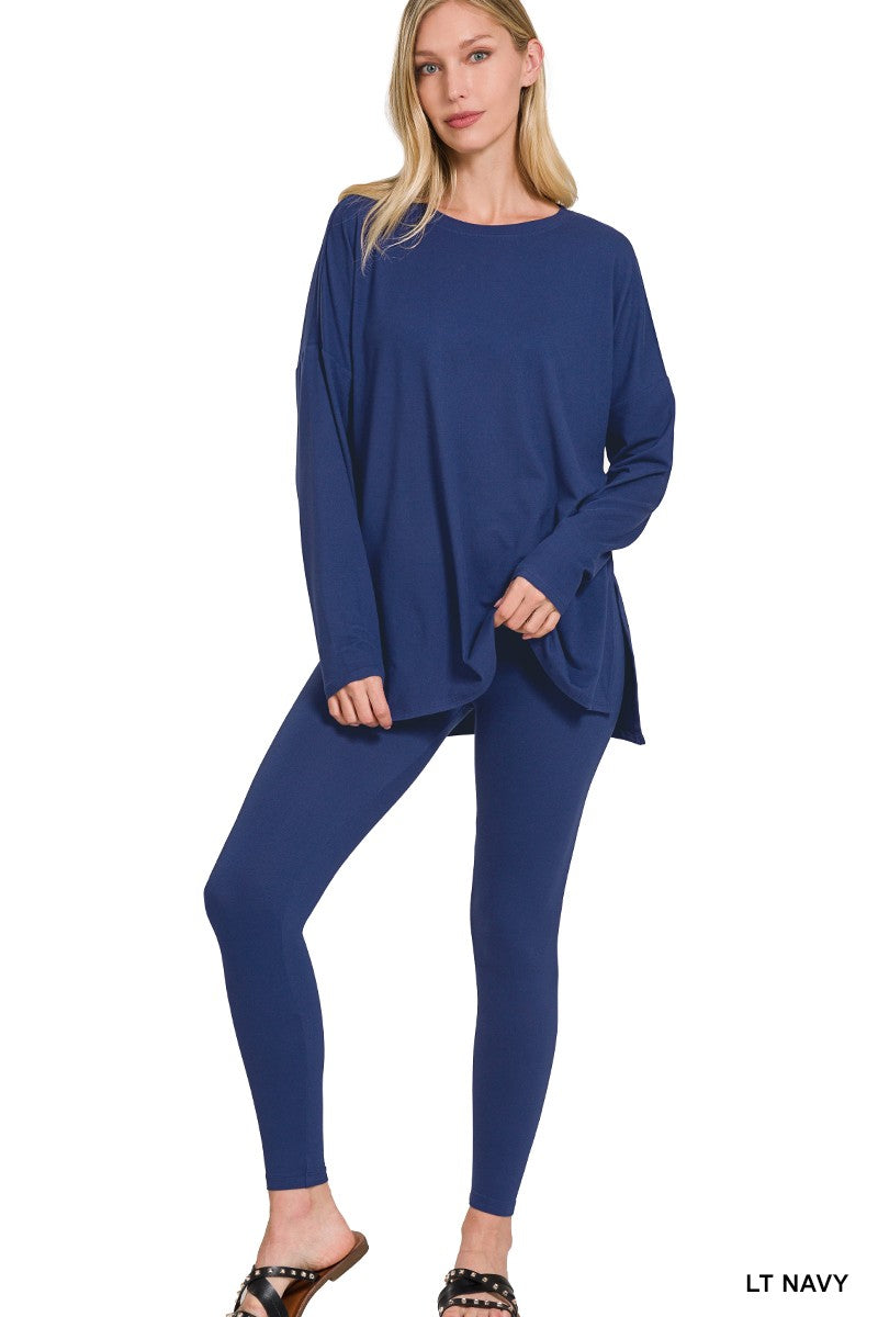 Long Sleeve Lounge Set - Light Navy