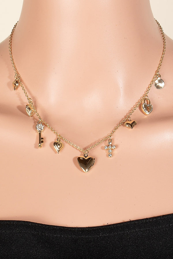 Mixed Heart Charm Necklace