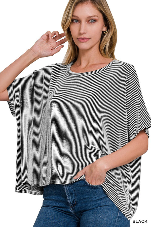 Ribbed Short Sleeve - Black