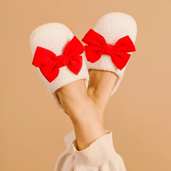 Fuzzy Slippers - Betty Box Red