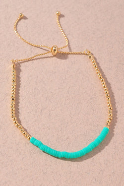 Disk Adjustable Bracelet - Turquoise
