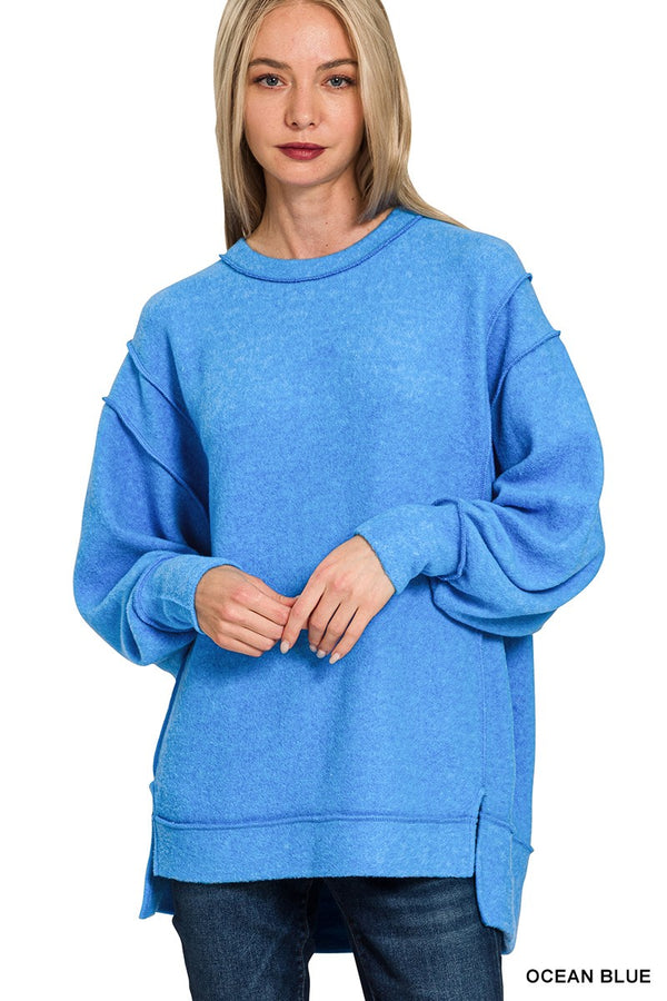 Brushed Oversized Sweater - Ocean Blue