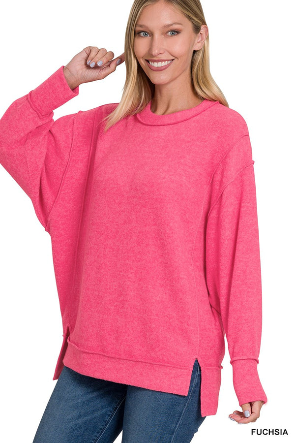 Brushed Oversized Sweater - Fuchsia