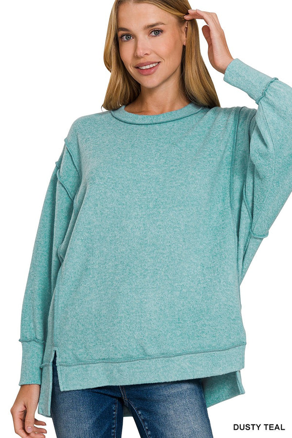 Brushed Oversized Sweater - Dusty Teal