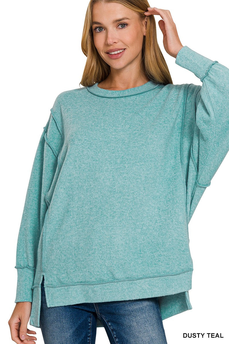 Brushed Oversized Sweater - Dusty Teal