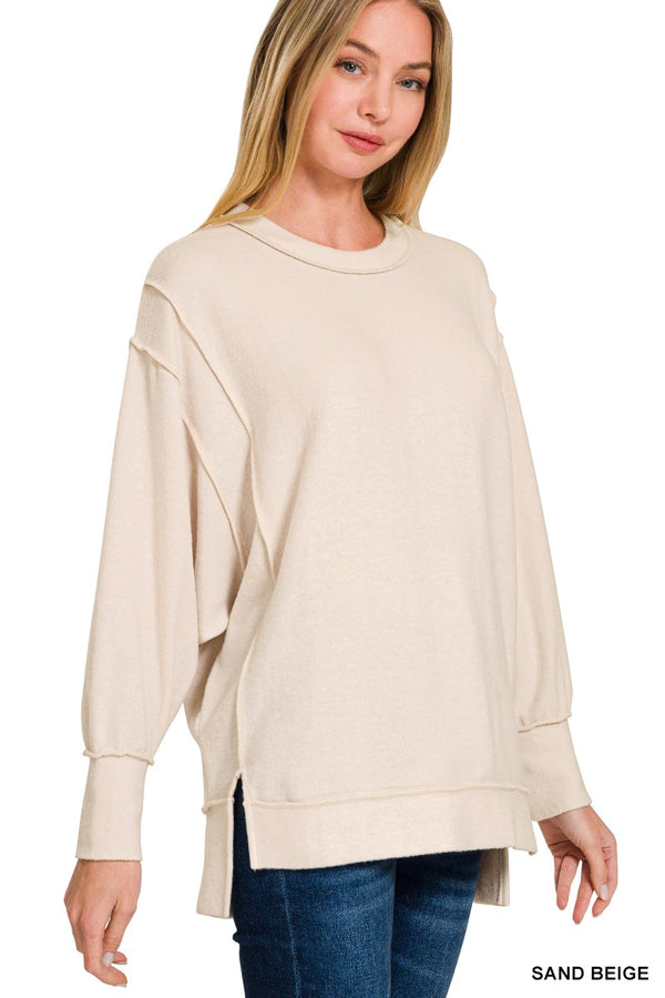 Brushed Oversized Sweater - Sand Beige