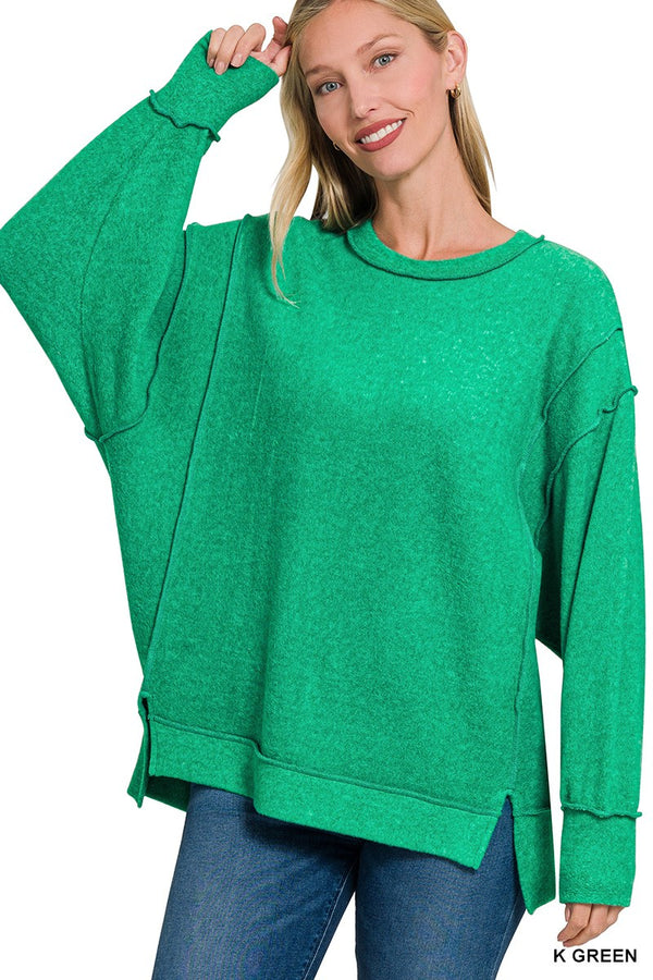 Brushed Oversized Sweater - Kelly Green