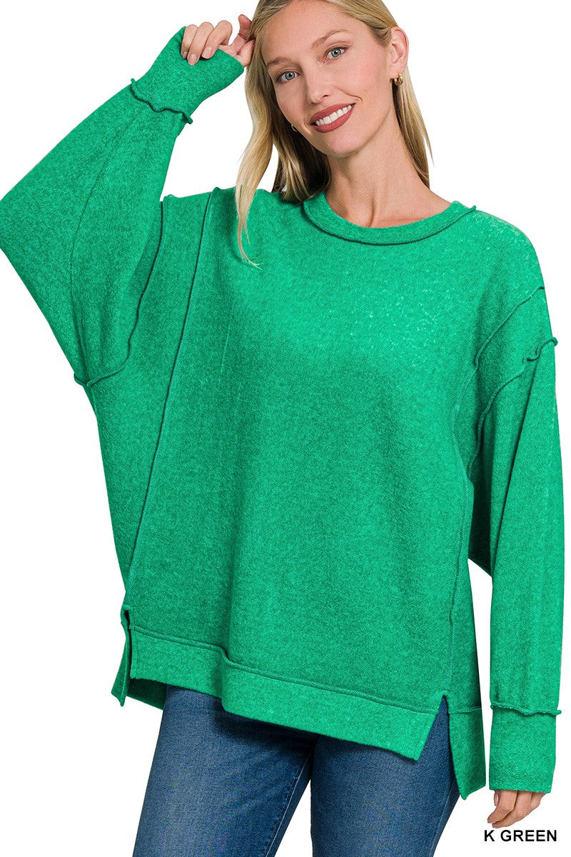Brushed Oversized Sweater - Kelly Green