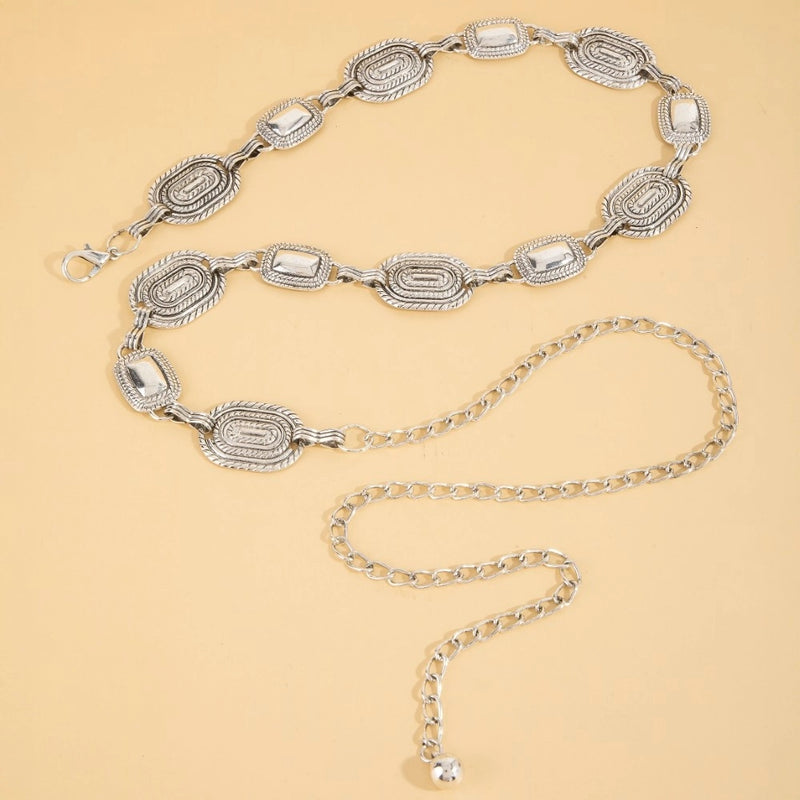 Western Intricate Chain Belt - Silver