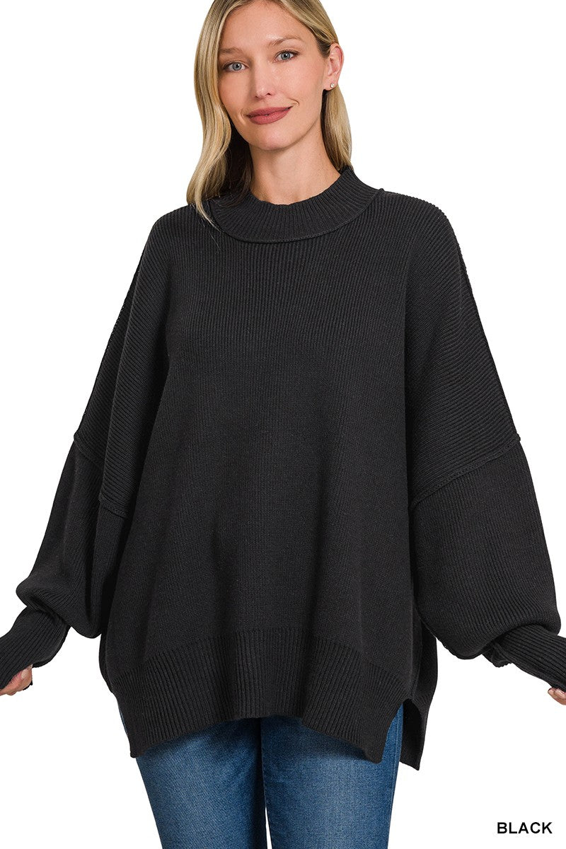 Oversized Knit Sweater - Black