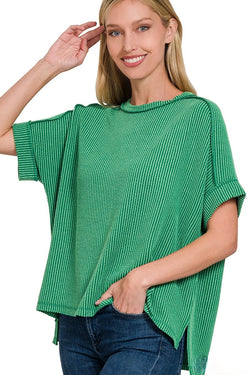 Ribbed Tee - Kelly Green