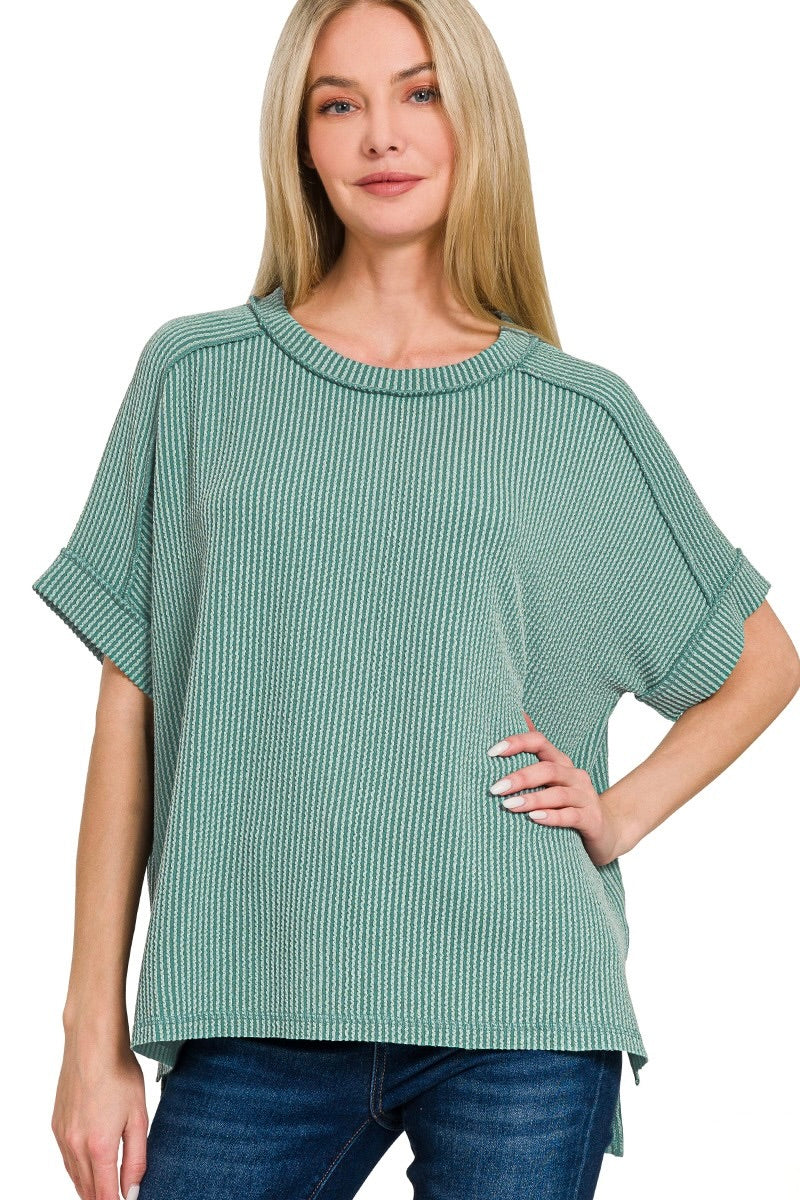 Ribbed Tee - Jade