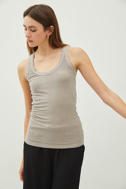 Ribbed Tank - Gray Brown