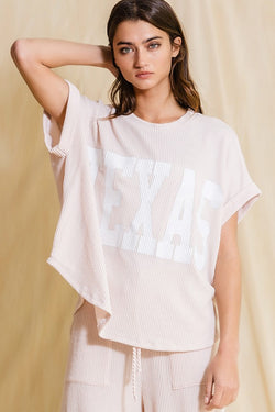 Texas Ribbed Tee - Cream