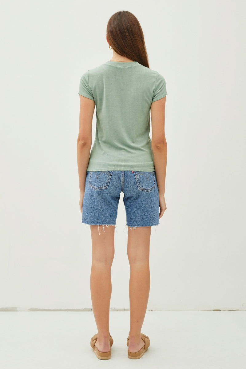 Ribbed Baby Tee - Seafoam