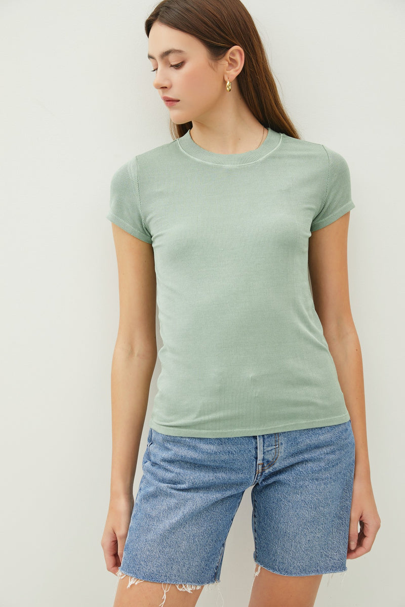 Ribbed Baby Tee - Seafoam