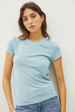 Ribbed Baby Tee - Seafoam