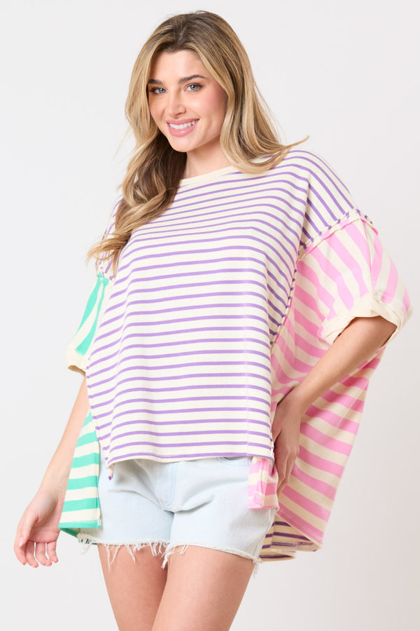 'Look Again' Top - Purple/Mint