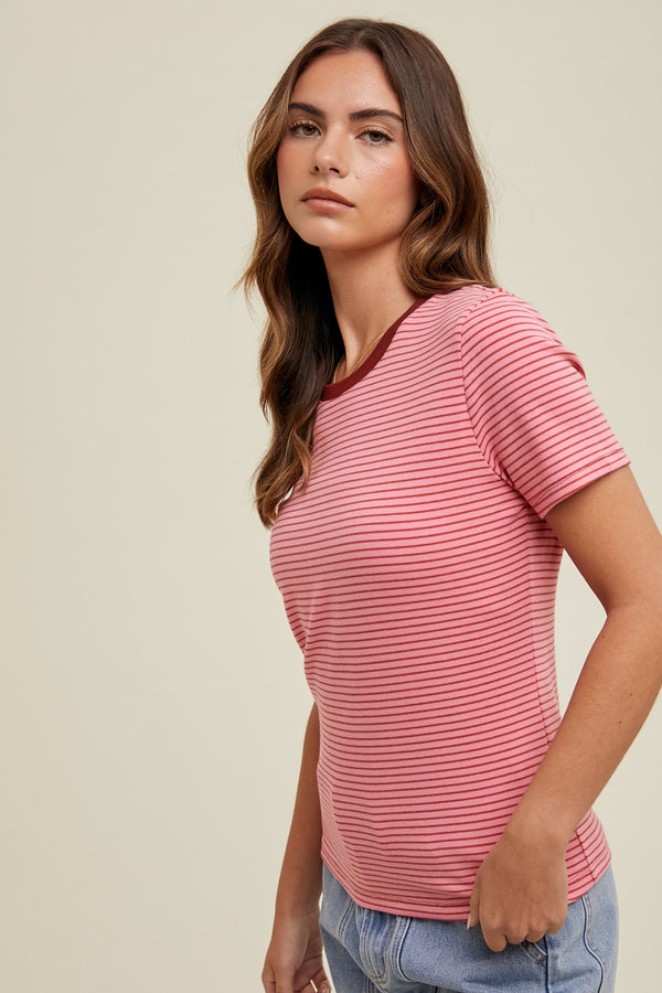 Everyday Striped Tee - Punch