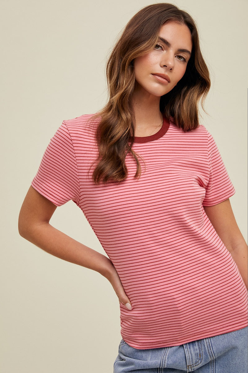 Everyday Striped Tee - Punch