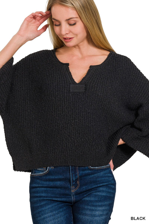 'Which Chapter' Knit Top - Black