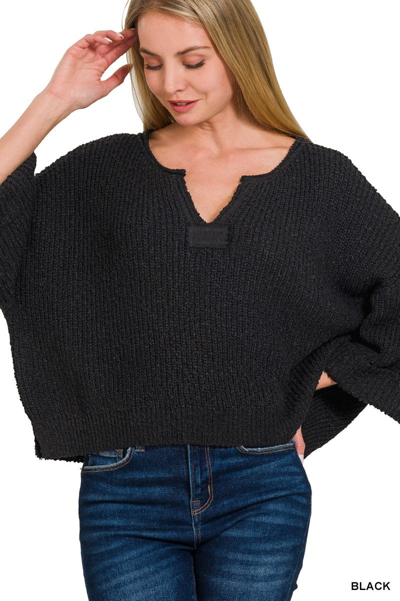 'Which Chapter' Knit Top - Black