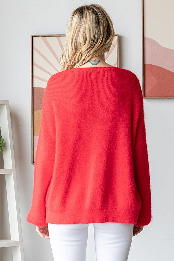 'Love Language' Cardigan - Red