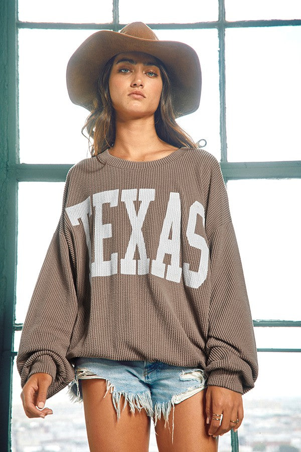 Texas Ribbed Sweatshirt - Mocha