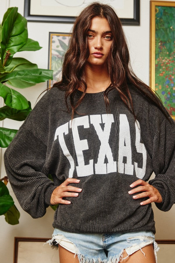 Texas Ribbed Sweatshirt - Black