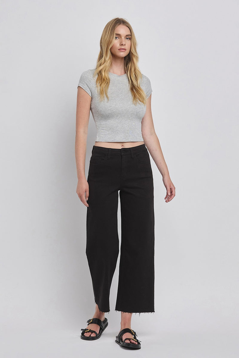 Vervet High Rise Black Crop Wide Leg Jeans